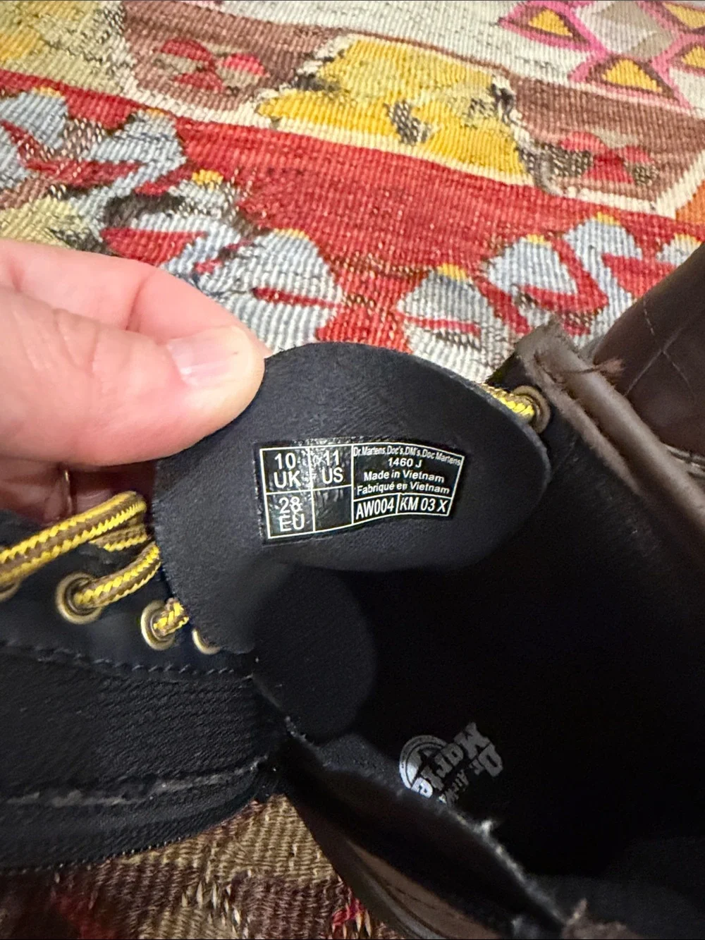 Dr. Martens Kids Brown Leather Boots with Yellow Laces